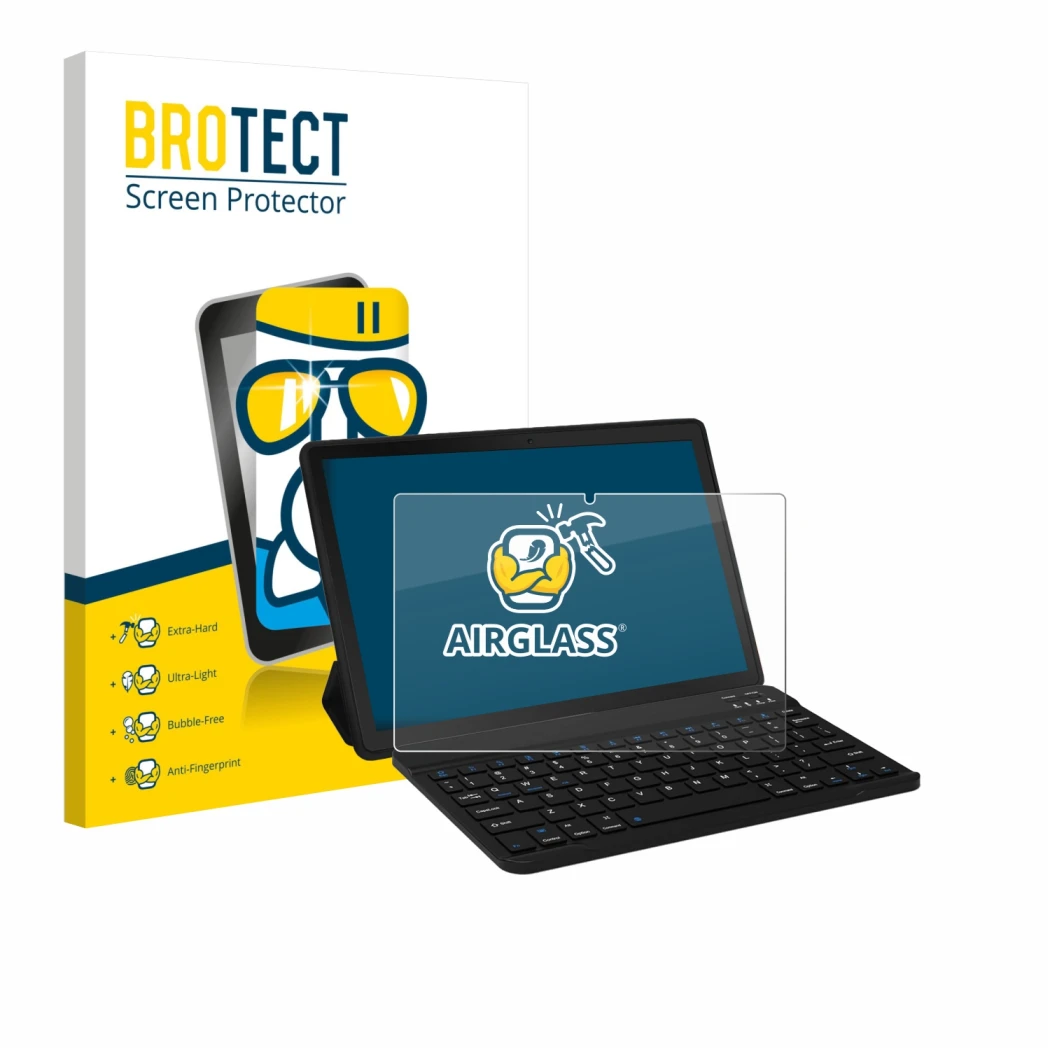 Front side of a product packaging with the brand logo BROTECT. Next to it is the device Laptok YXPA7LBK 11