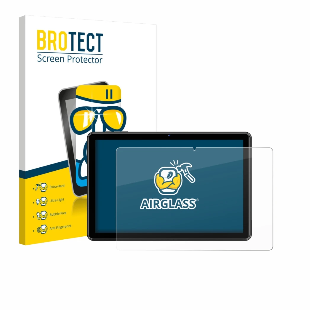 Front side of a product packaging with the brand logo BROTECT. Next to it is the device Hasskya K30/K50/K70 10.1