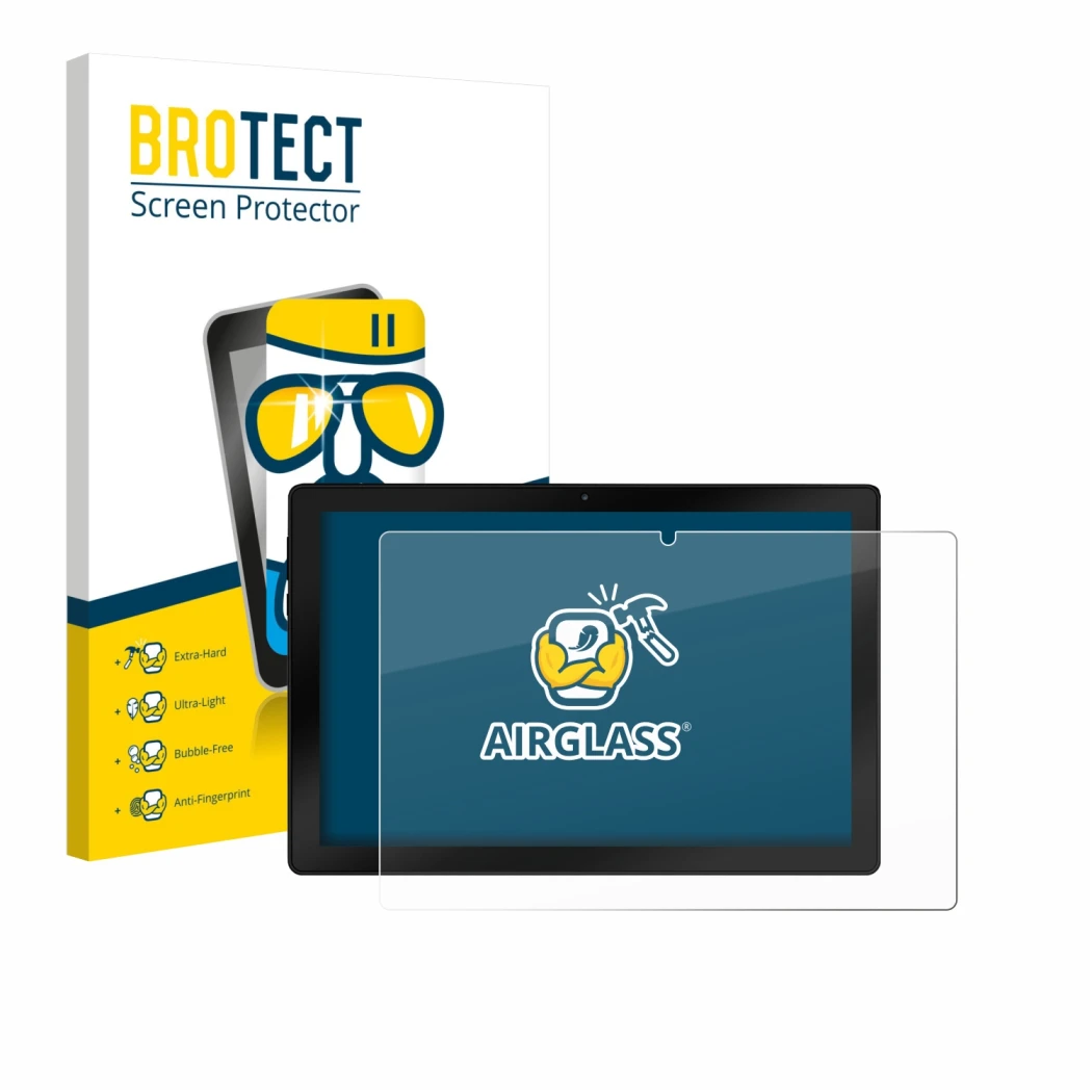 Front side of a product packaging with the brand logo BROTECT. Next to it is the device Wqplo WPLA10 shown with the correspond