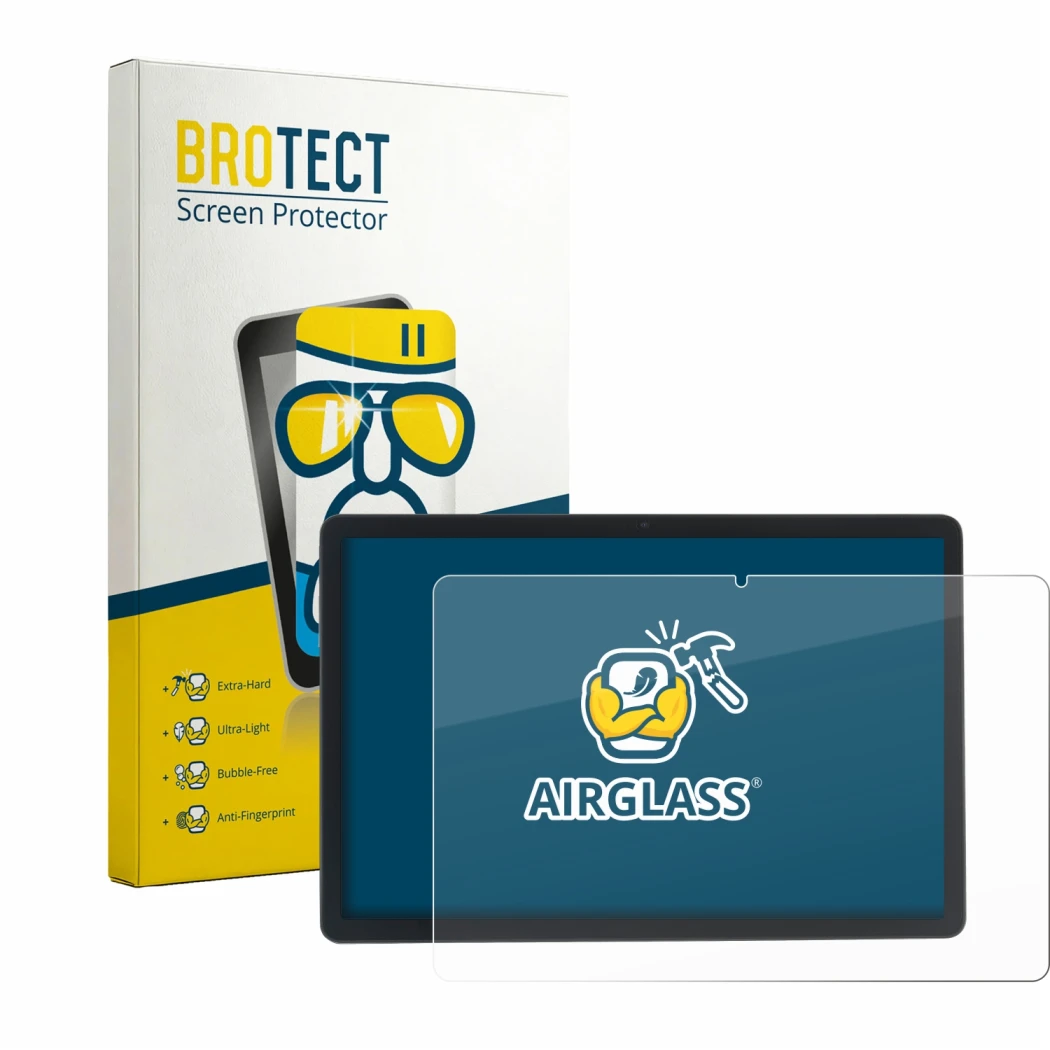 Front side of a product packaging with the brand logo BROTECT. Next to it is the device Acepad A172 shown with the correspondi