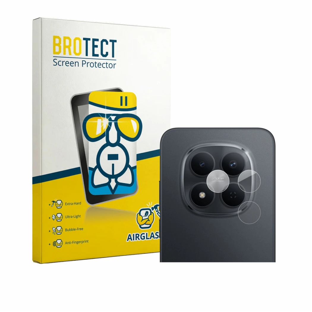 Front side of a product packaging with the brand logo BROTECT. Next to it is the device Xiaomi Redmi Note 15 Pro 5G (ONLY Came