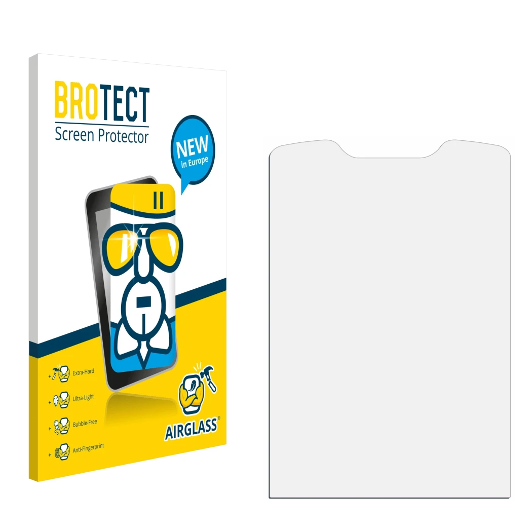 Front side of a product packaging with the brand logo BROTECT. Next to it is the corresponding screen protector.