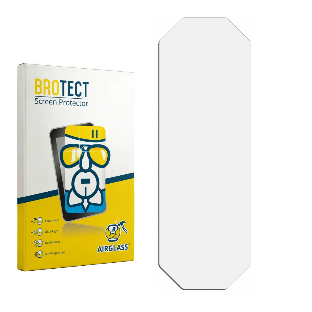 Front side of a product packaging with the brand logo BROTECT. Next to it is the corresponding screen protector.