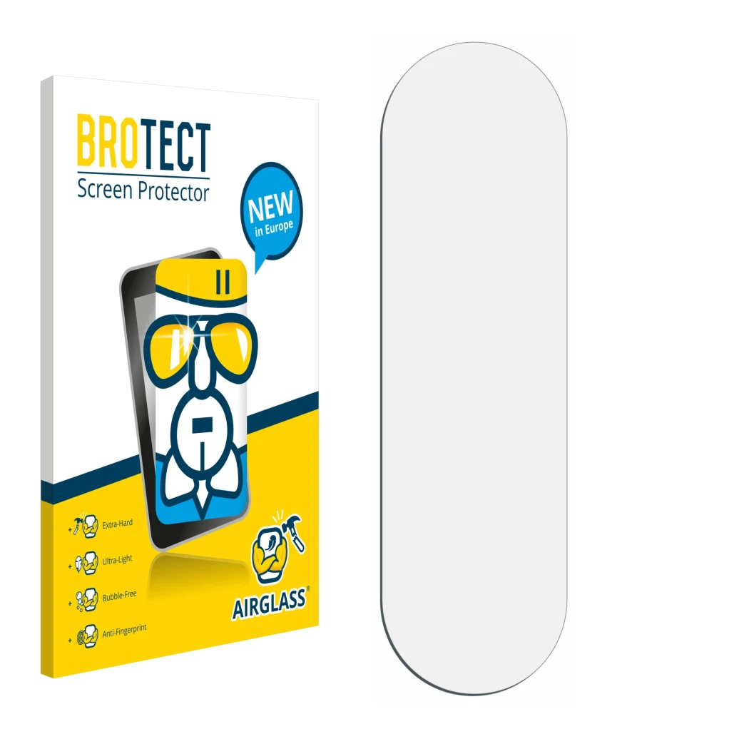 Front side of a product packaging with the brand logo BROTECT. Next to it is the corresponding screen protector.