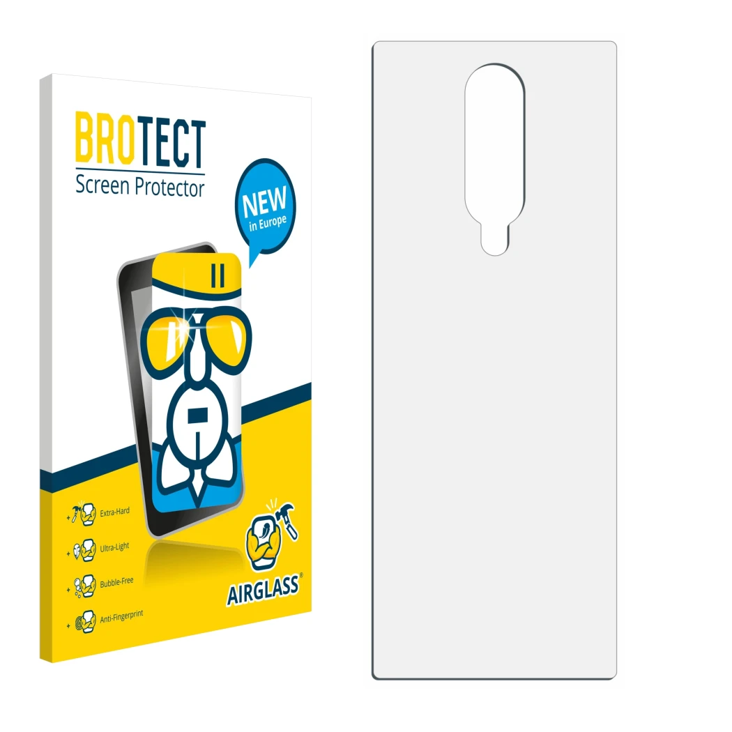 Front side of a product packaging with the brand logo BROTECT. Next to it is the corresponding screen protector.
