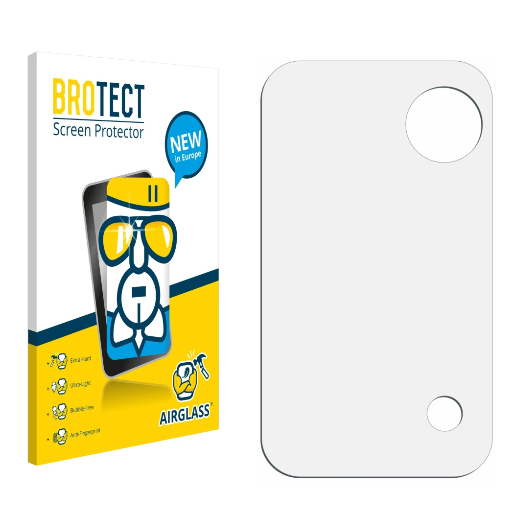 Front side of a product packaging with the brand logo BROTECT. Next to it is the corresponding screen protector.