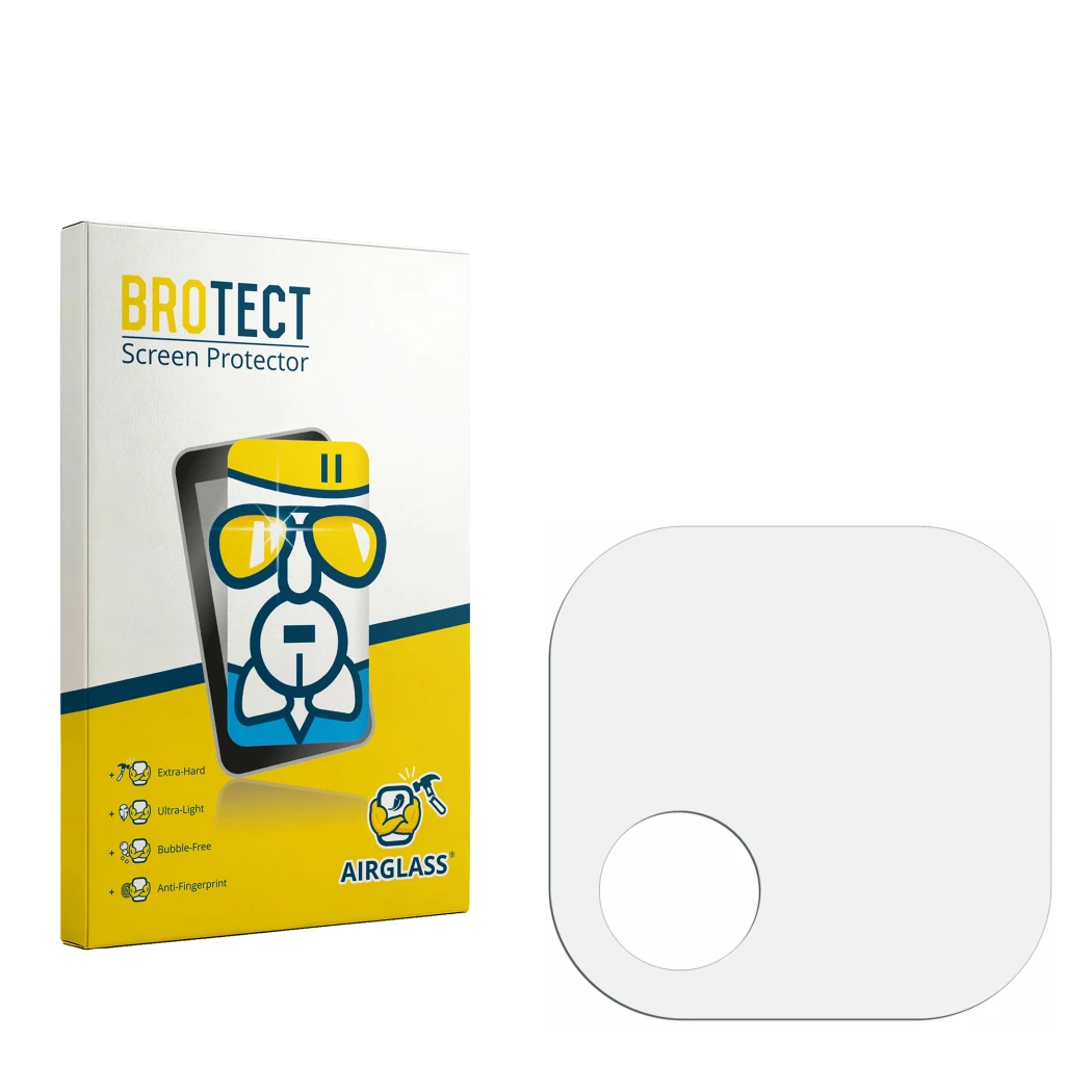 Front side of a product packaging with the brand logo BROTECT. Next to it is the corresponding screen protector.