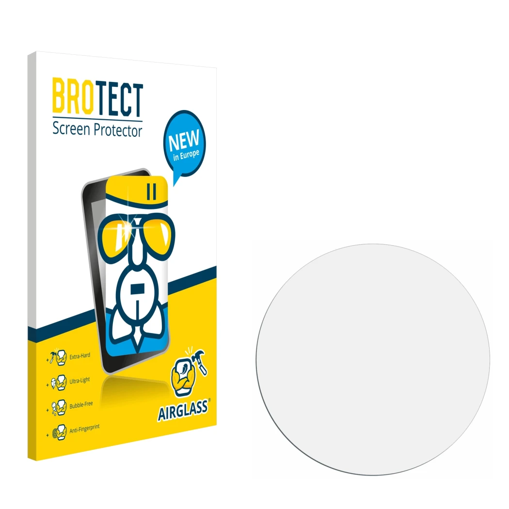 Front side of a product packaging with the brand logo BROTECT. Next to it is the corresponding screen protector.