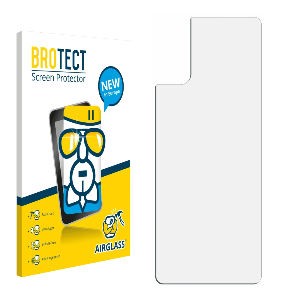 Front side of a product packaging with the brand logo BROTECT. Next to it is the corresponding screen protector.