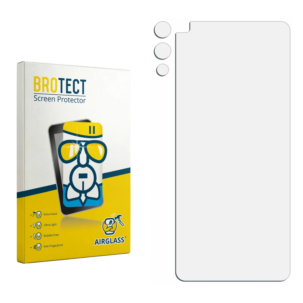 Front side of a product packaging with the brand logo BROTECT. Next to it is the corresponding screen protector.