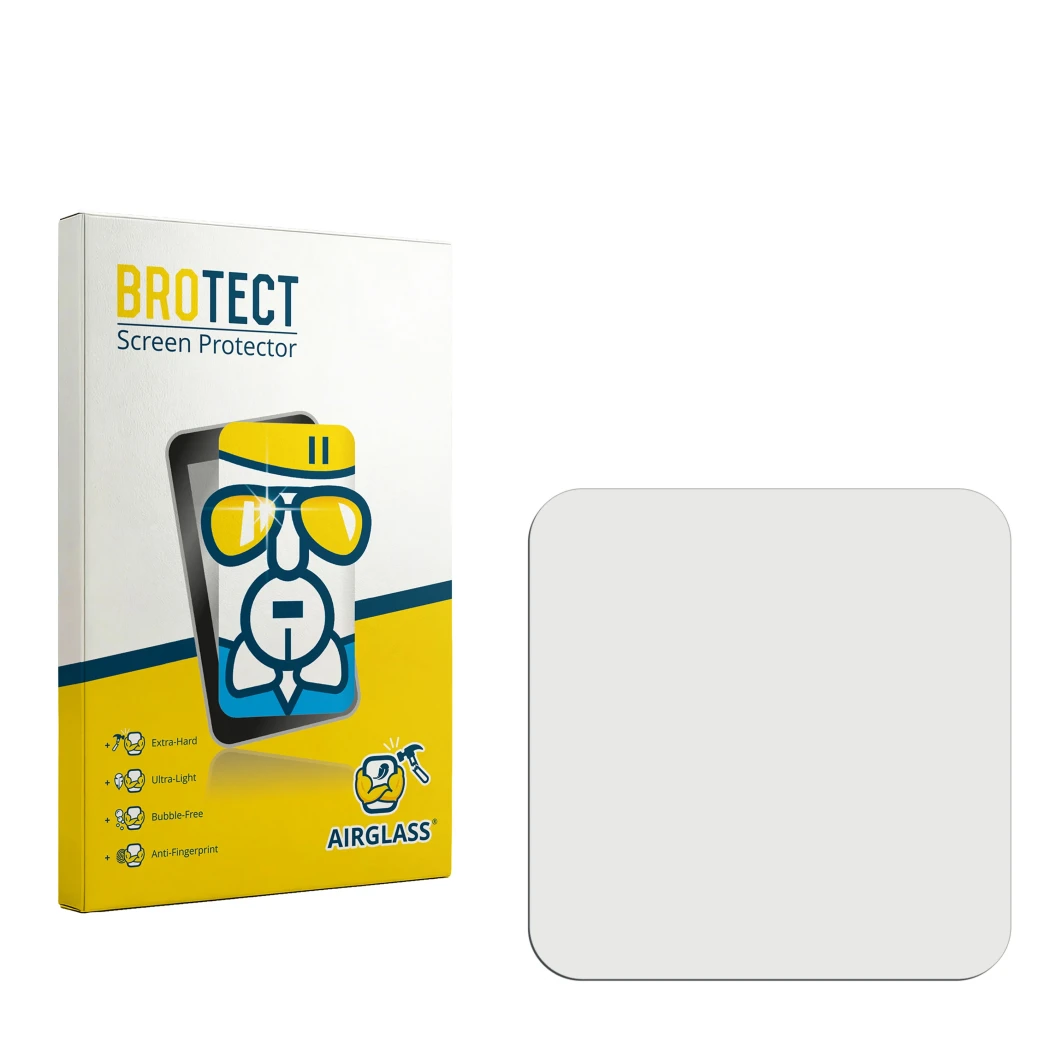 Front side of a product packaging with the brand logo BROTECT. Next to it is the corresponding screen protector.