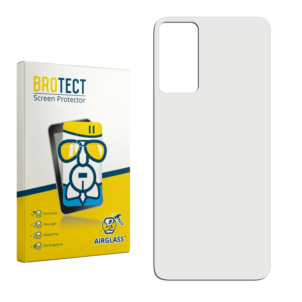 Front side of a product packaging with the brand logo BROTECT. Next to it is the corresponding screen protector.