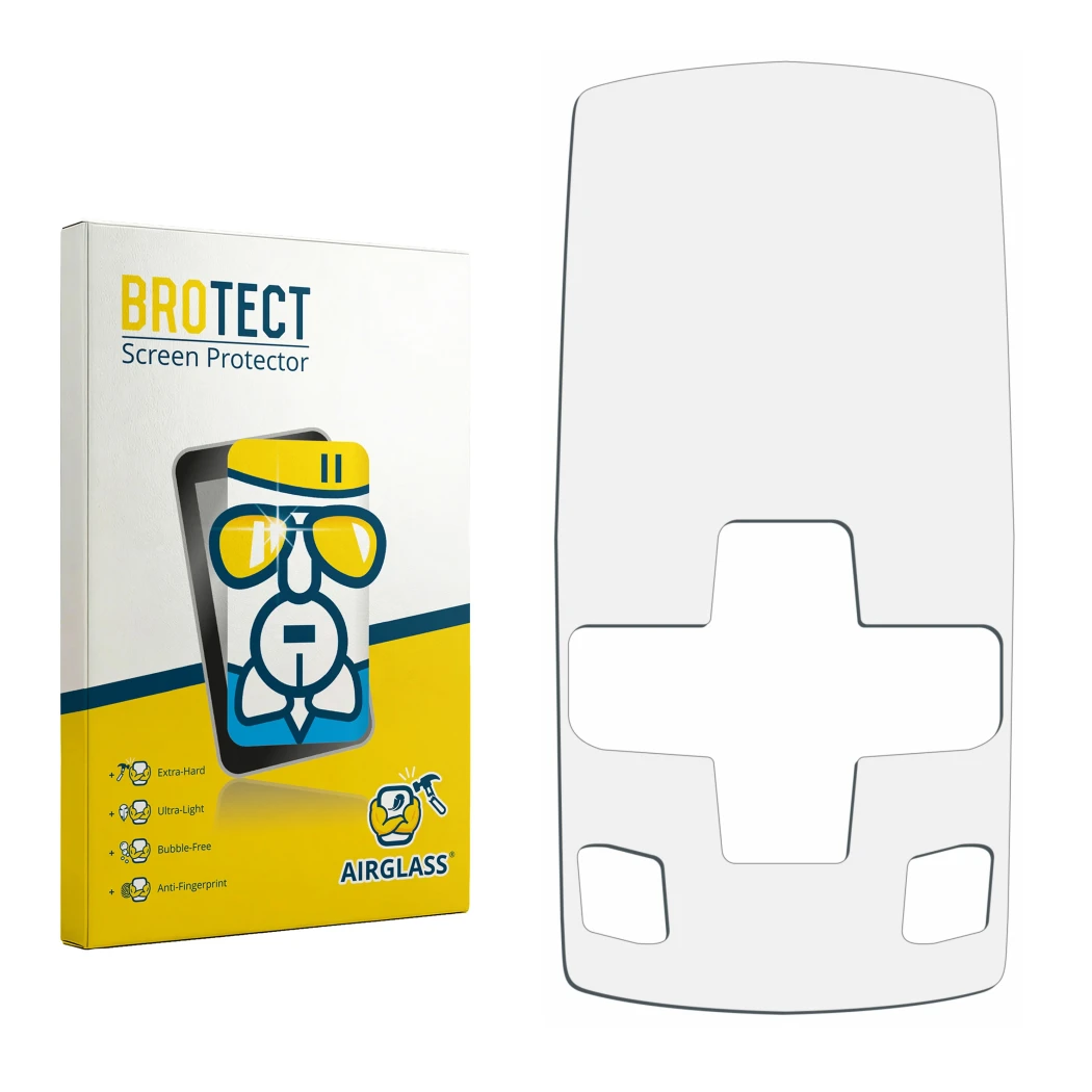 Front side of a product packaging with the brand logo BROTECT. Next to it is the corresponding screen protector.