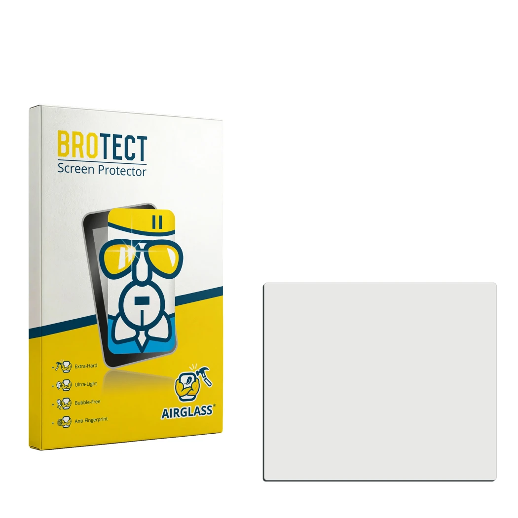 Front side of a product packaging with the brand logo BROTECT. Next to it is the corresponding screen protector.