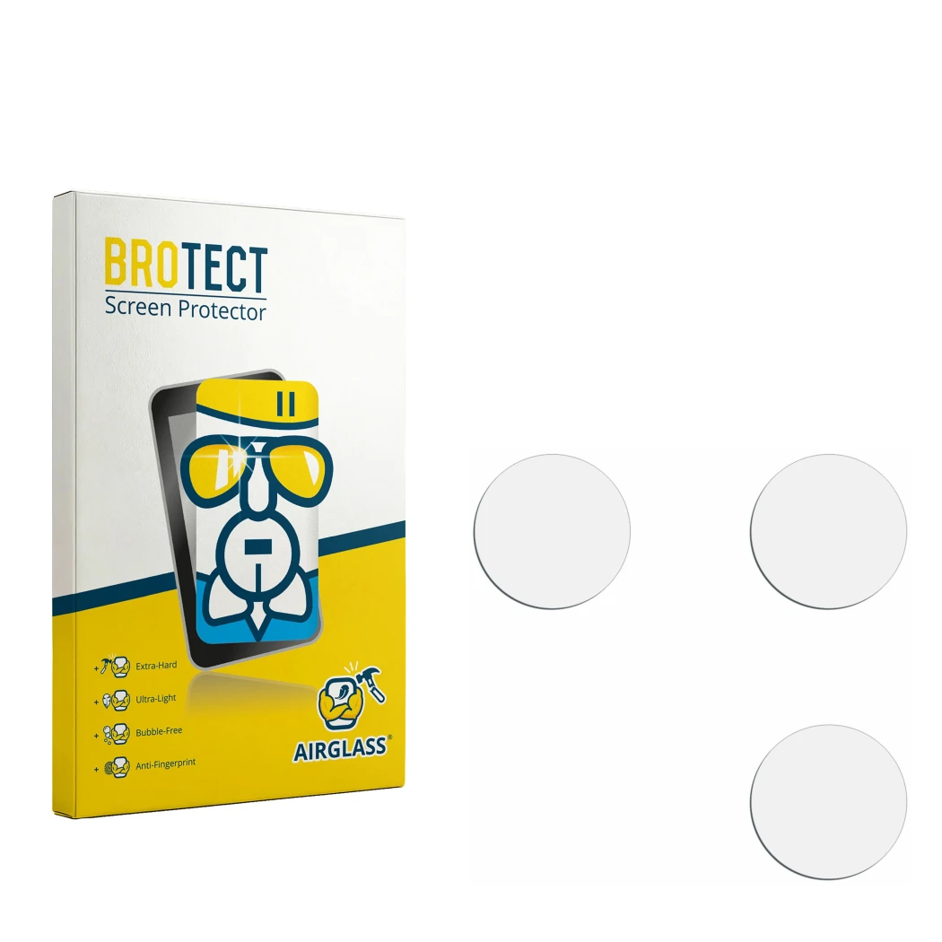 Front side of a product packaging with the brand logo BROTECT. Next to it is the corresponding screen protector.