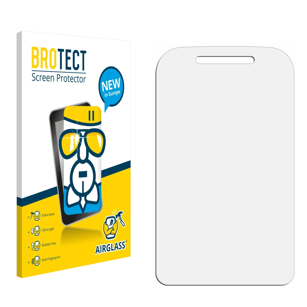 Front side of a product packaging with the brand logo BROTECT. Next to it is the corresponding screen protector.
