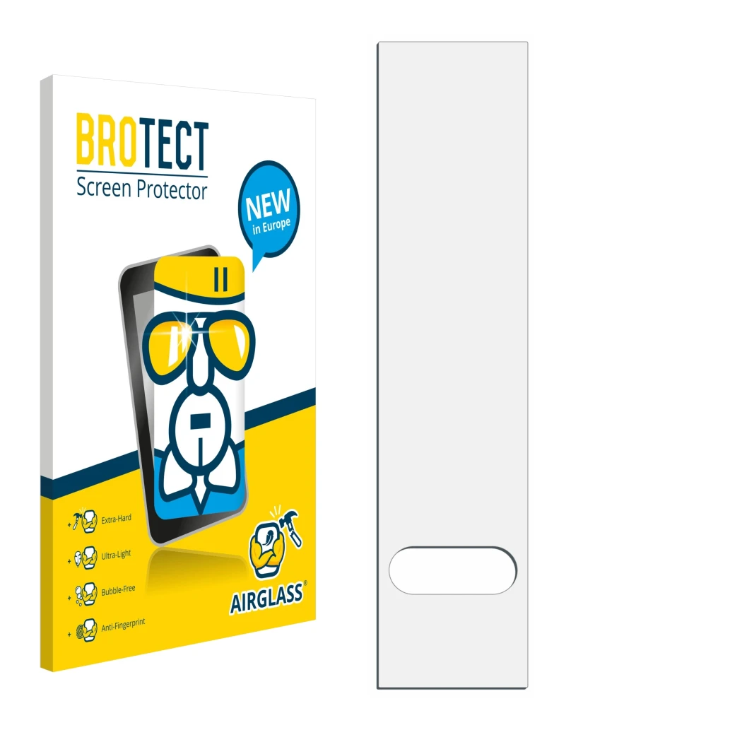 Front side of a product packaging with the brand logo BROTECT. Next to it is the corresponding screen protector.