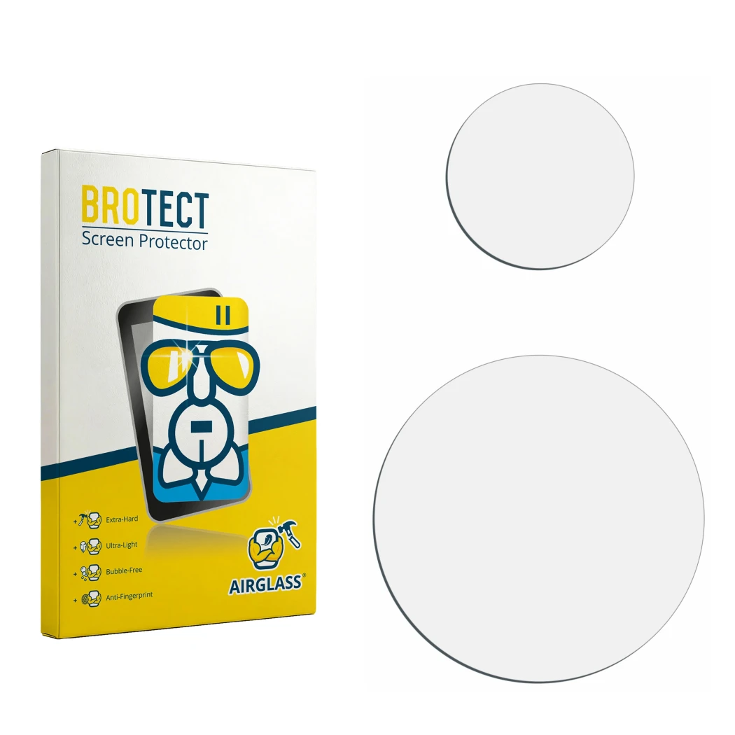 Front side of a product packaging with the brand logo BROTECT. Next to it is the corresponding screen protector.