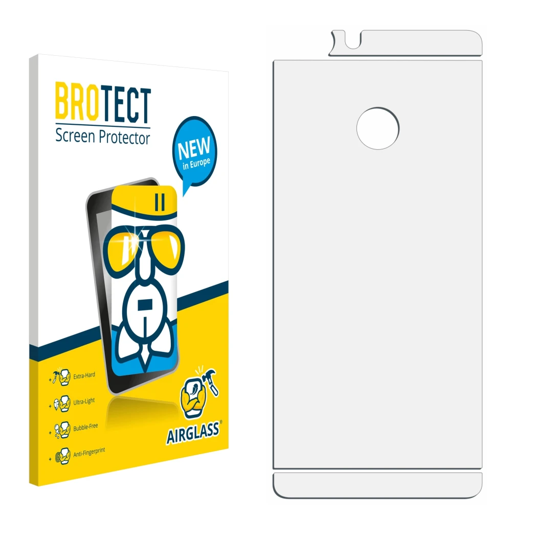 Front side of a product packaging with the brand logo BROTECT. Next to it is the corresponding screen protector.