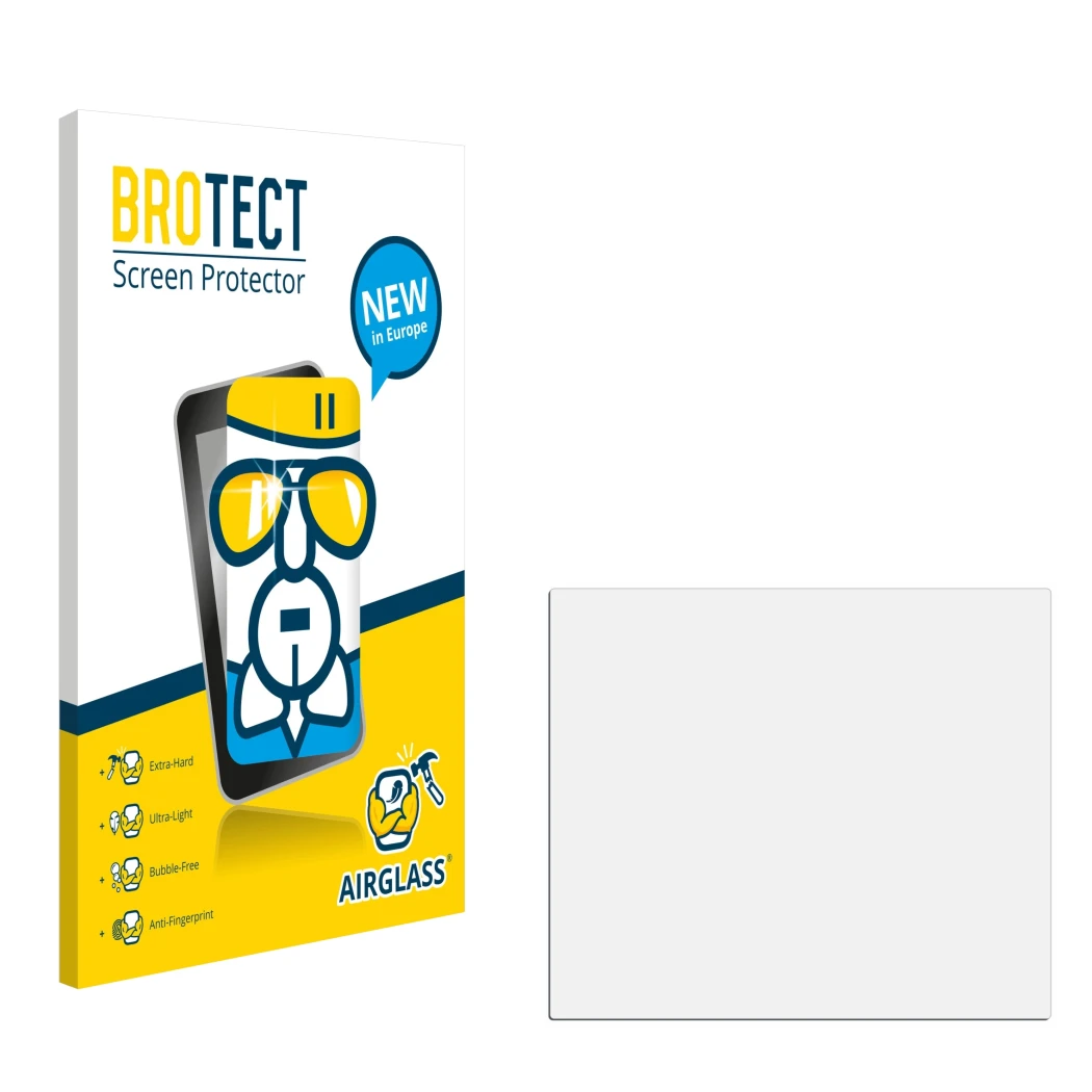 Front side of a product packaging with the brand logo BROTECT. Next to it is the corresponding screen protector.