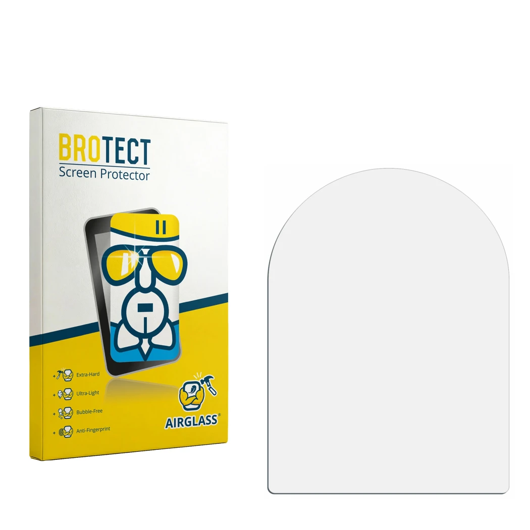 Front side of a product packaging with the brand logo BROTECT. Next to it is the corresponding screen protector.