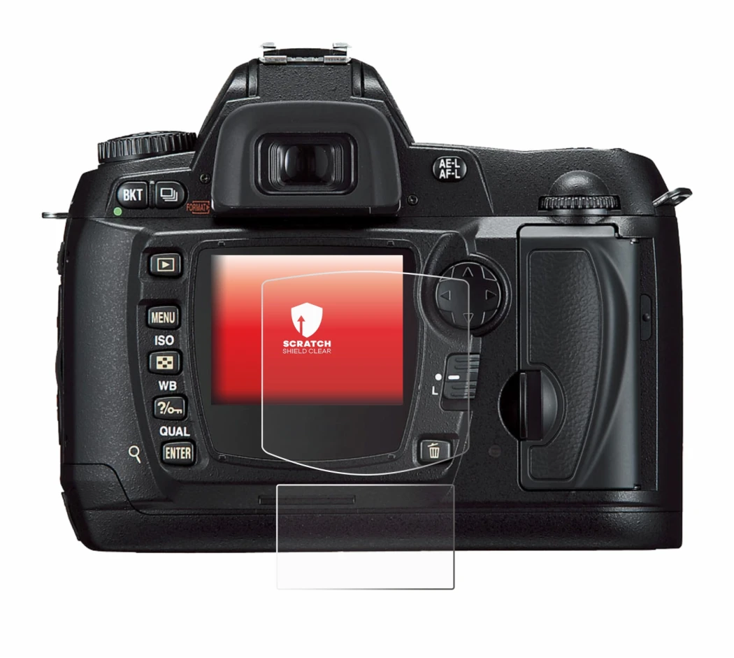 Image of the device Nikon D70 with a wide variety of screen protectors.