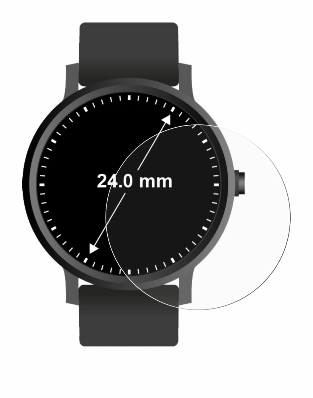 Image of the device Watches (Circular, ø: 24 mm) with a wide variety of screen protectors.