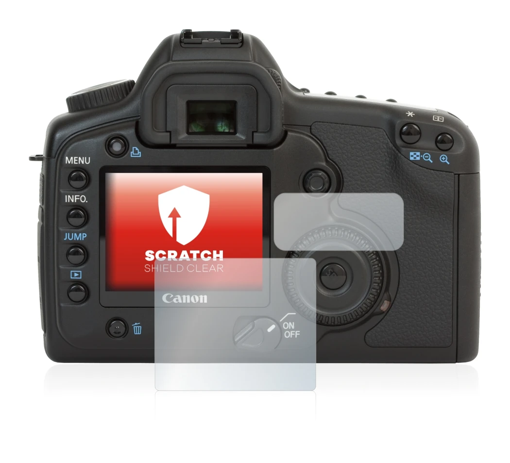 Image of the device Canon EOS 5D with a wide variety of screen protectors.