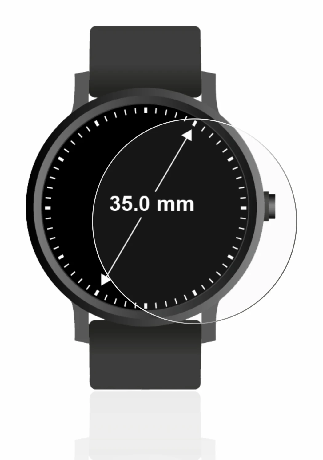 Image of the device Watches (Circular, ø: 35 mm) with a wide variety of screen protectors.