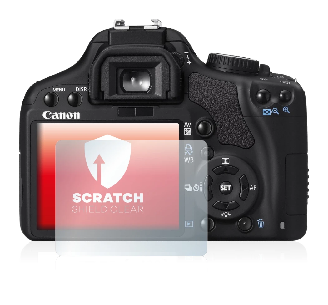 Image of the device Canon EOS 450D with a wide variety of screen protectors.