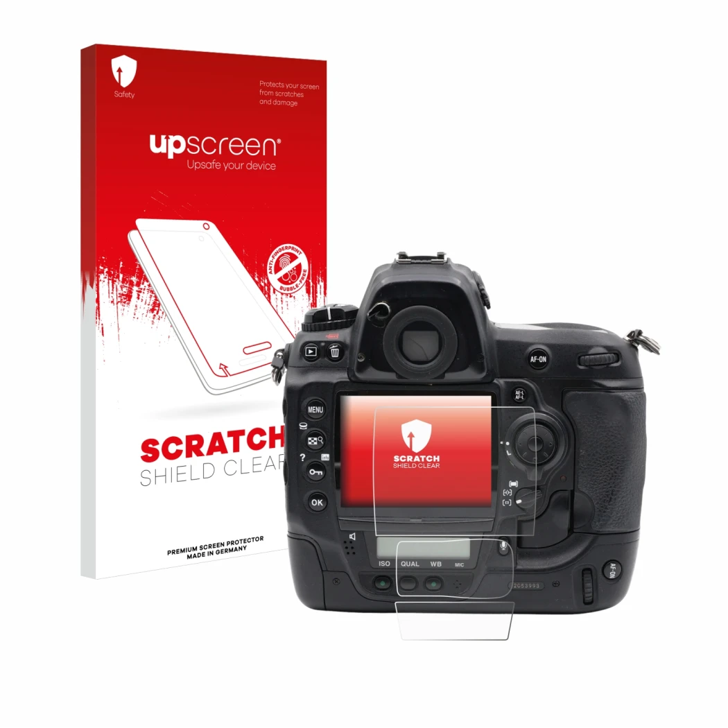 Front side of a product packaging with the brand logo upscreen. Next to it is the device Nikon D3x shown with the correspondin