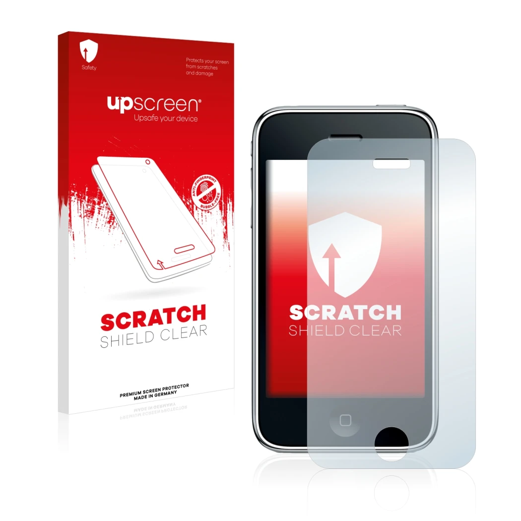 Front side of a product packaging with the brand logo upscreen. Next to it is the device Apple iPhone 3GS shown with the corre