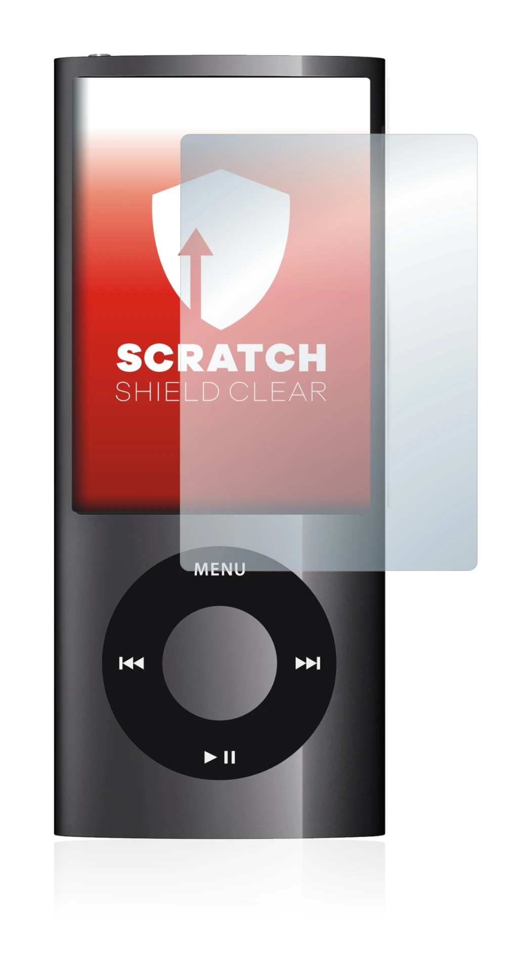 Image of the device Apple iPod nano 2009 (5th. Gen.) with a wide variety of screen protectors.