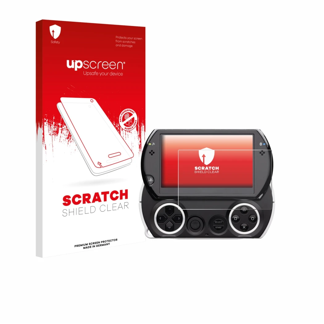 Front side of a product packaging with the brand logo upscreen. Next to it is the device Sony PSP Go shown with the correspond