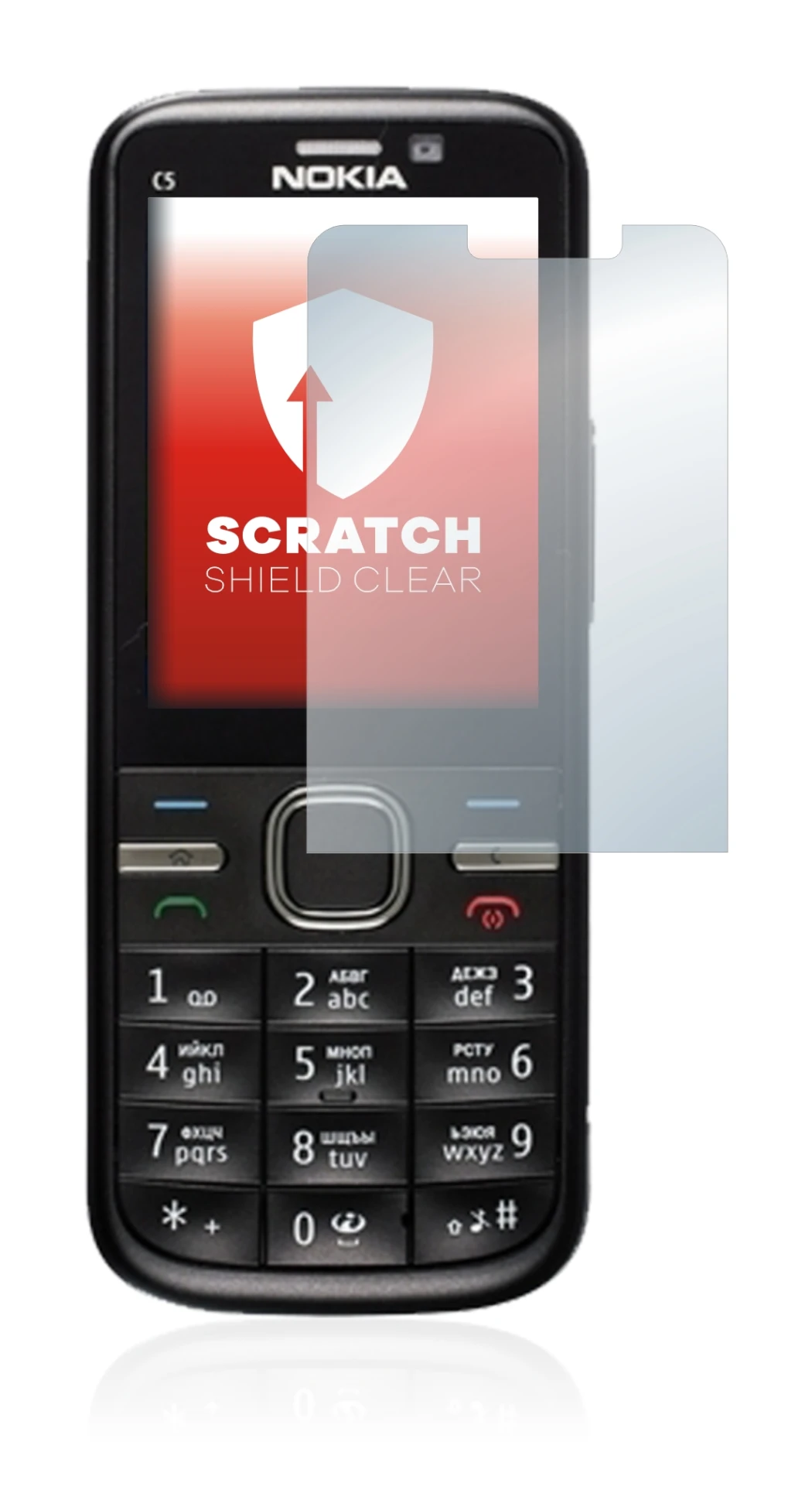 Image of the device Nokia C5-00 with a wide variety of screen protectors.