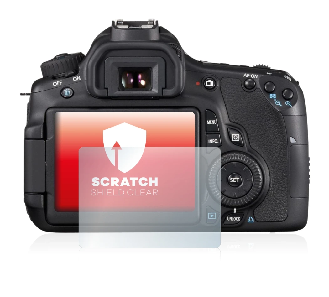 Image of the device Canon EOS 60D with a wide variety of screen protectors.