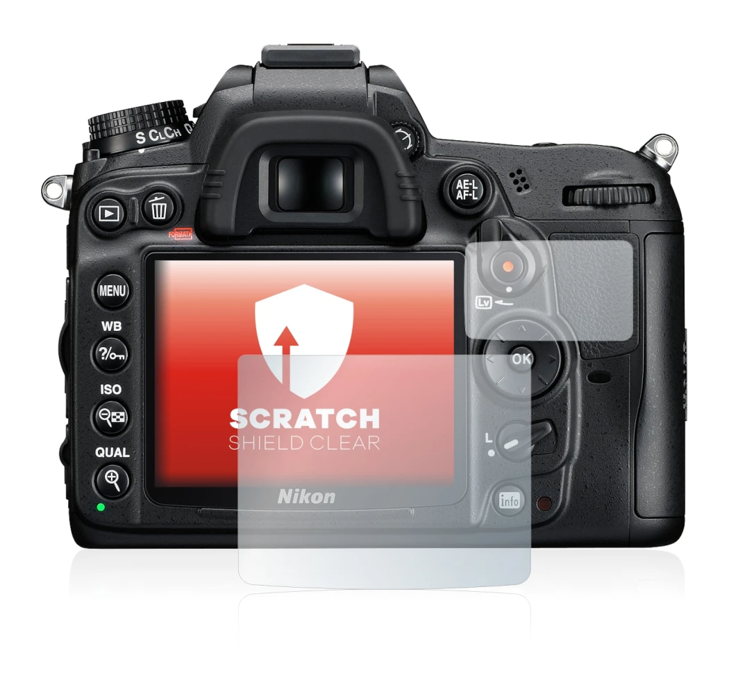 Image of the device Nikon D7000 with a wide variety of screen protectors.