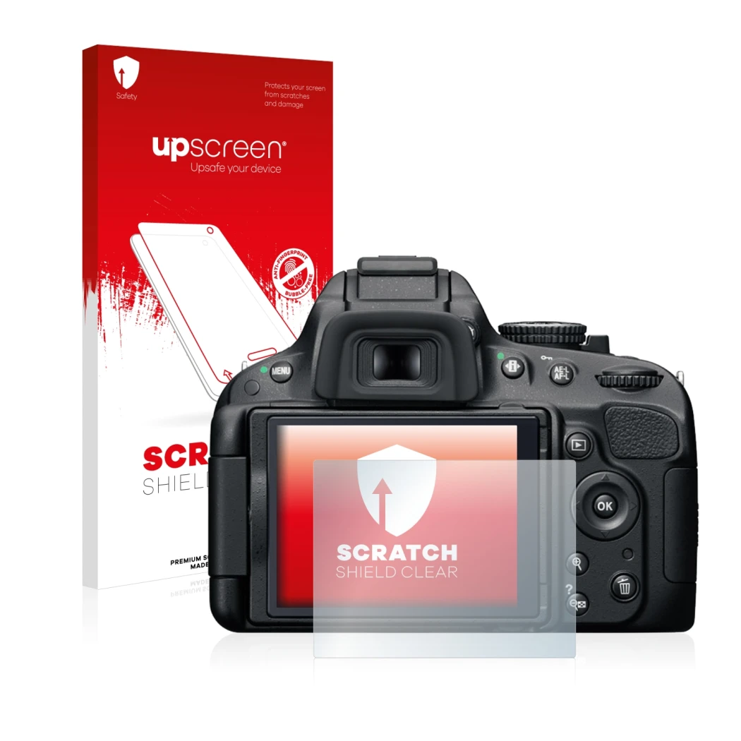 Front side of a product packaging with the brand logo upscreen. Next to it is the device Nikon D5100 shown with the correspond