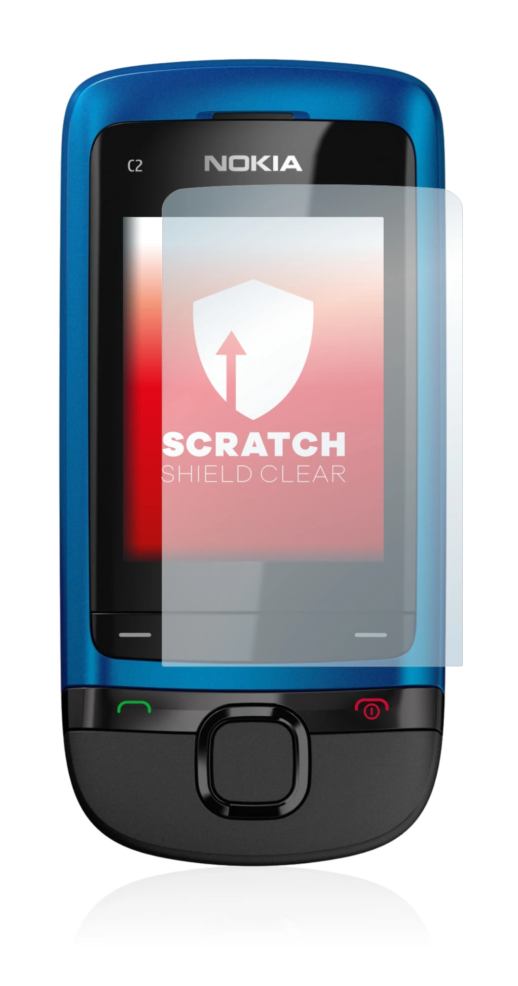 Image of the device Nokia C2-05 with a wide variety of screen protectors.