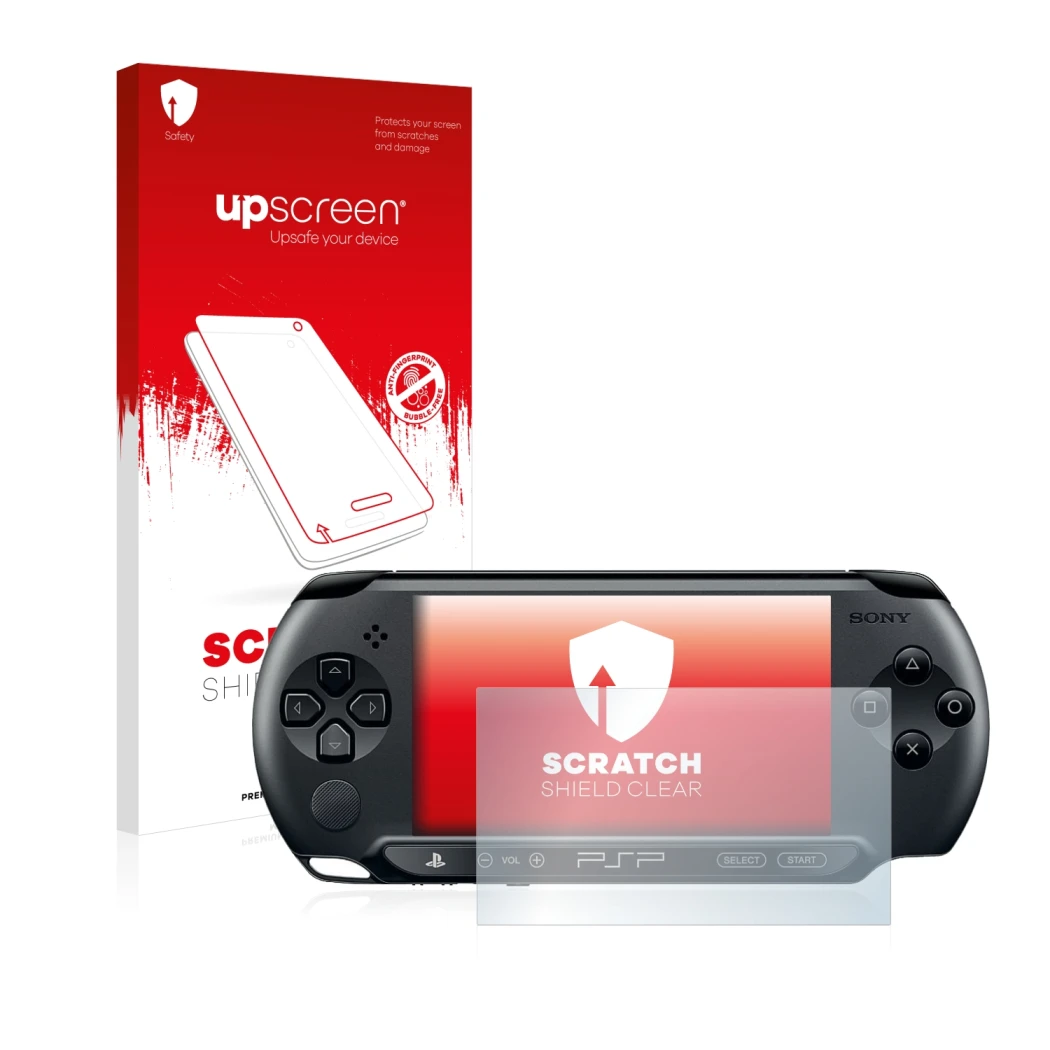 Front side of a product packaging with the brand logo upscreen. Next to it is the device Sony PSP Street E1004 shown with the 