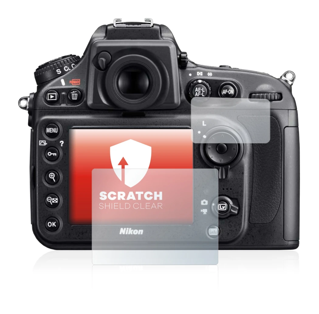 Image of the device Nikon D800 with a wide variety of screen protectors.