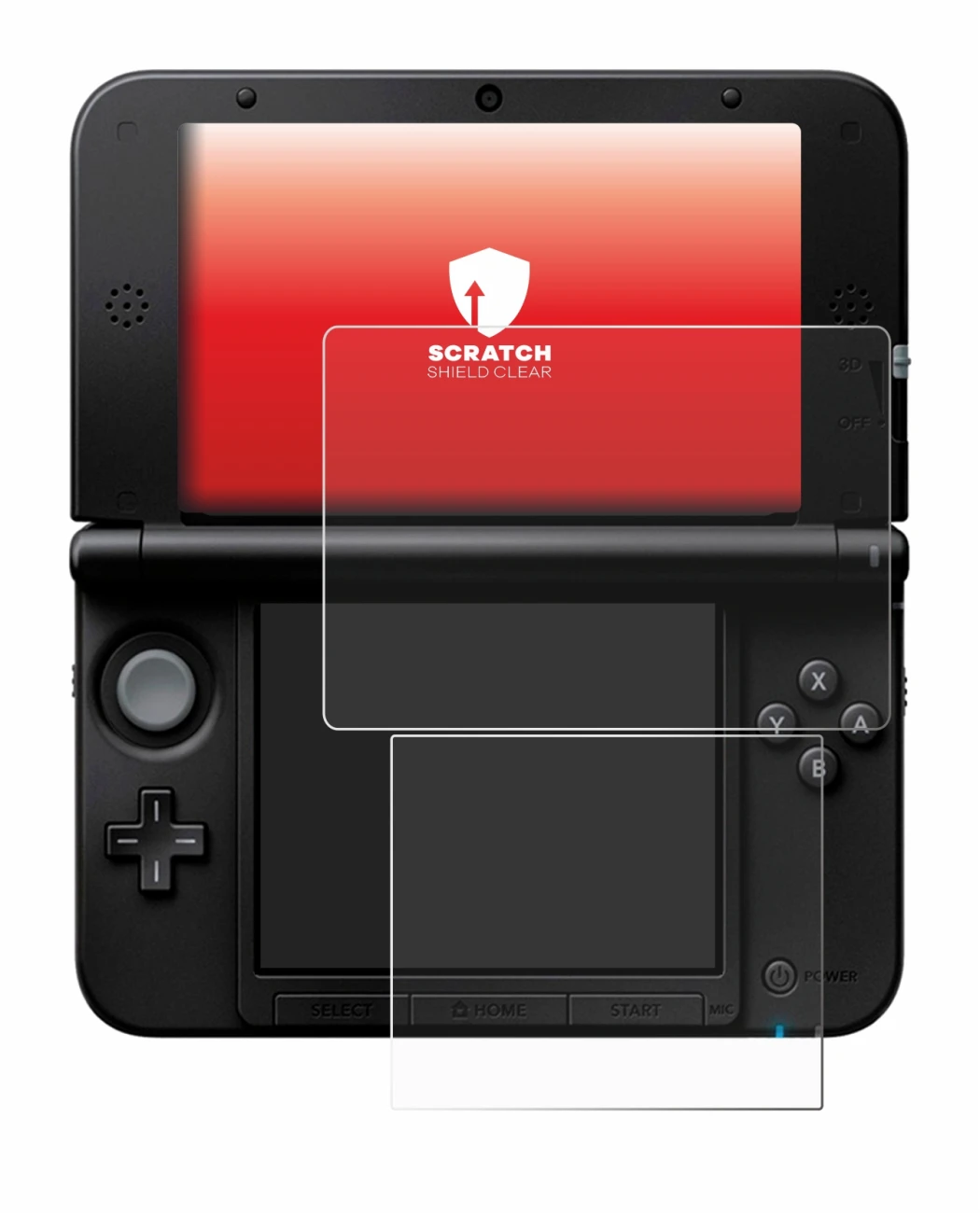Image of the device Nintendo 3DS XL SPM7800 with a wide variety of screen protectors.