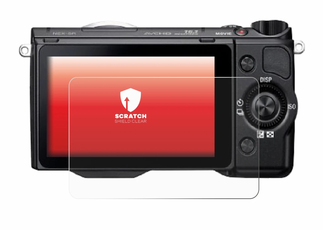 Image of the device Sony Alpha NEX-5R with a wide variety of screen protectors.