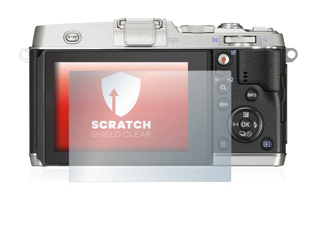 Image of the device Olympus PEN E-P5 with a wide variety of screen protectors.