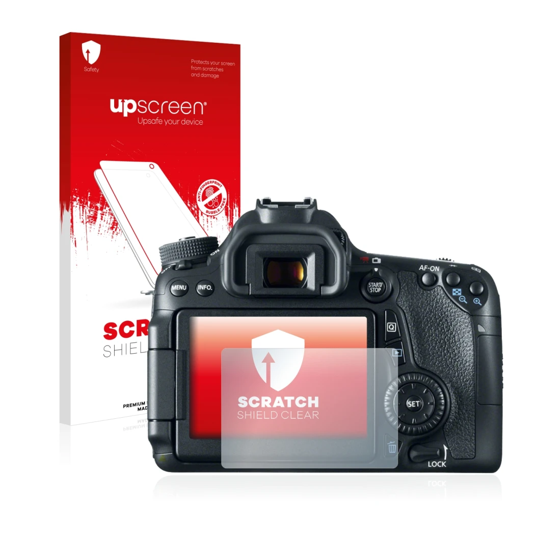 Front side of a product packaging with the brand logo upscreen. Next to it is the device Canon EOS 70D shown with the correspo