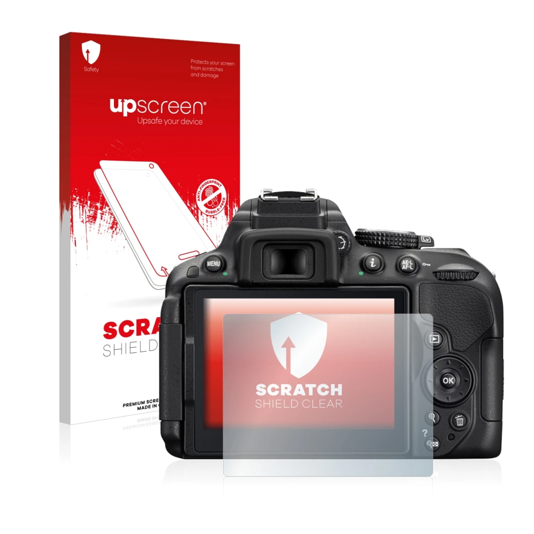 Front side of a product packaging with the brand logo upscreen. Next to it is the device Nikon D5300 shown with the correspond