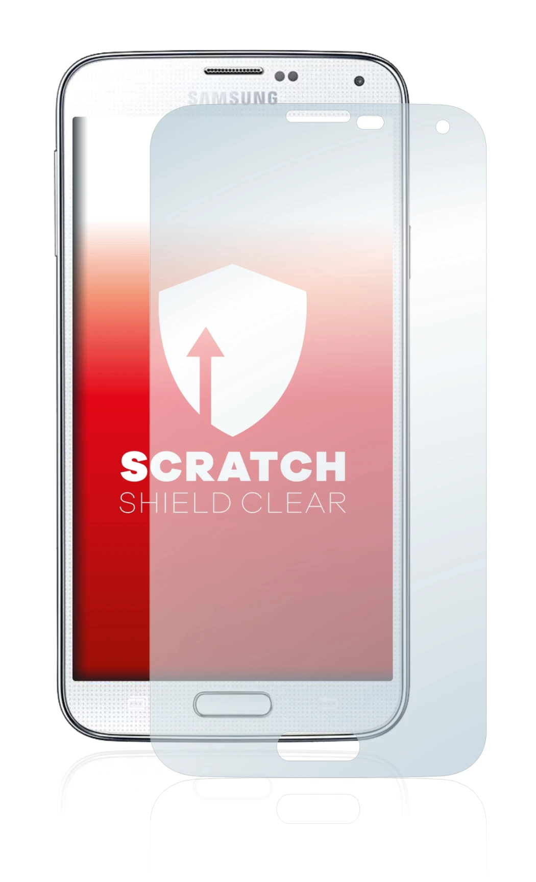 Image of the device Samsung Galaxy S5 with a wide variety of screen protectors.