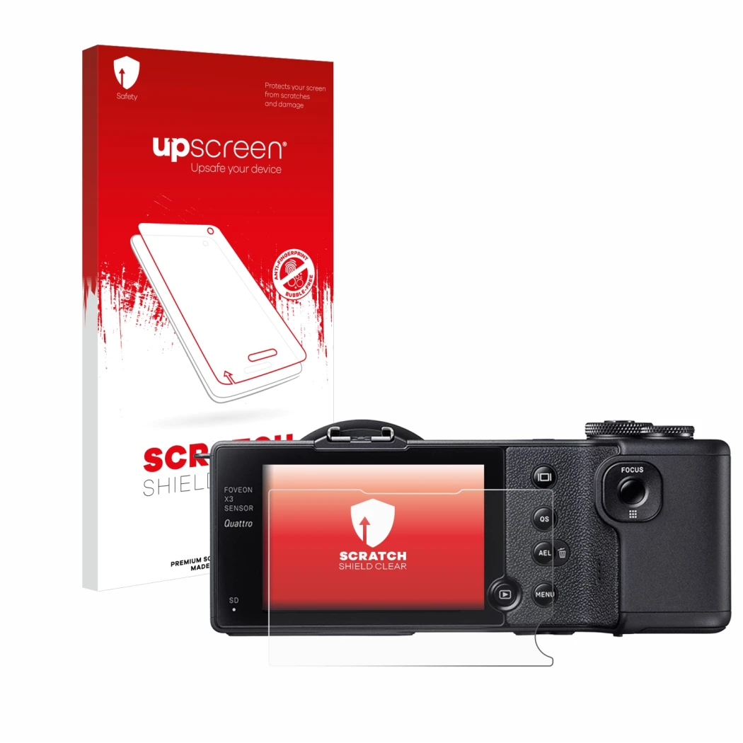 Front side of a product packaging with the brand logo upscreen. Next to it is the device Sigma dp2 Quattro shown with the corr