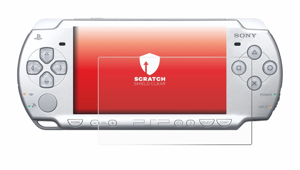 Image of the device Sony PSP 2004 with a wide variety of screen protectors.