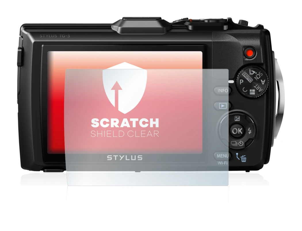 Image of the device Olympus Stylus Tough TG-3 with a wide variety of screen protectors.